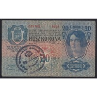 Szerbia,20 kronen/korona 1919 - Szerb pénzügyminisztérium felülbélyegzése F