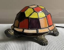 Tiffany dekorációs ólomüveg teknős asztali lámpa