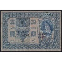 Szerbia,1000 kronen/korona 1919 - Zombori járás szerb hivatali felülbélyegzés F