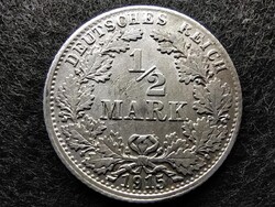 Németország Második Birodalom II. Vilmos (1888-1918) .900 ezüst 1/2 Márka 1915 D