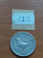 HORVÁTORSZÁG 1 KUNA 1993 Réz-Cink-Nikkel, Nyest, Fülemüle (csalogány)  #120