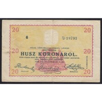 Magyarország,20 korona 1919 - Pécs F