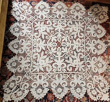 Cca 1918 ÓRIÁS 140 CM SZECESSZIÓS ART NOUVEAU VERT CSIPKE TERÍTŐ VERTCSIPKE MAGYAR KÉZIMUNKA