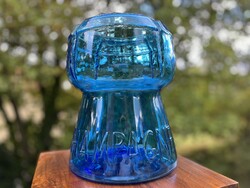 Kék üveg pezsgődugó alakú pezsgőhűtő – vintage francia különlegesség