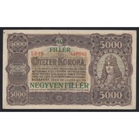 Magyarország,5000 korona/40 fillér 1923 EF+