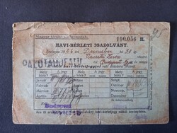 Magyar Királyi Államvasutak - Havi-bérleti Igazolvány 1926 - Palotaújfalu-Bp. Ny-távra, Vasuti Teréz