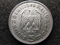 Németország Paul Von Hindenburg .900 ezüst 5 birodalmi márka 1935 F