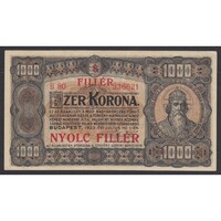 Magyarország,1000 korona/8 fillér 1923 VF+