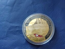 BRETAGNE TITANIC HAJÓ! SZÍNEZETT! BIMETÁL! UNC! NAGYON RITKA ÉRME!