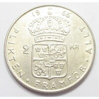 Svédország,2 kronor 1966 aUNC+ ezüst 14g400