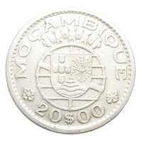 Mozambik,20 escudos 1955 VF+ ezüst 10g720