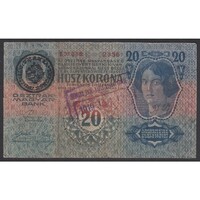 Románia,20 kronen/korona 1919 - ROMÁN ÁLLAMI/ VERSECZ VÁROS FELÜLBÉLYEGZÉS F