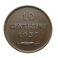 San Marino,10 centesimi 1937 EF+ bronz