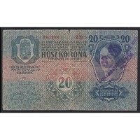 Szerbia,20 kronen/korona 1919 - I. zászlóalj VI. gyalogezred szerb katonai felülbélyegzés VG