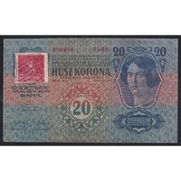 Csehszlovákia,20 kronen/korona 1919 - ÉRVÉNYTELENÍTETT HAMIS CSEHSZLOVÁK FELÜLBÉLYEGZÉS EF+