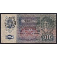 Románia,10 kronen/korona 1919 - ROMÁN FELÜLBÉLYEGZÉSSEL EF