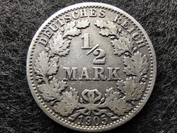 Németország Második Birodalom II. Vilmos (1888-1918) .900 ezüst 1/2 Márka 1905 E