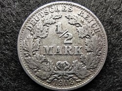Németország Második Birodalom II. Vilmos (1888-1918) .900 ezüst 1/2 Márka 1908 A