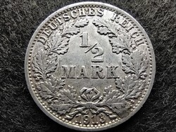 Németország Második Birodalom II. Vilmos (1888-1918) .900 ezüst 1/2 Márka 1913 A