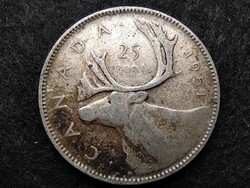 Kanada VI. György .800 ezüst 25 Cent 1951