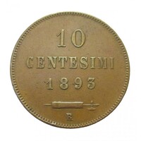 San Marino,10 centesimi 1893 EF réz