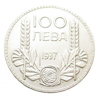 Bulgária,100 leva 1937 EF+ ezüst 20g500