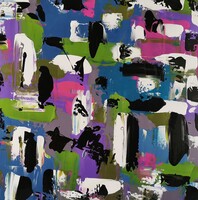 Baján Ildikó festmény 50 x 50 cm. Vizuális jazz.