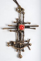 Péri József modernista konstruktív - brutalista bronz nyaklánc