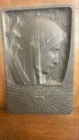 Bánszky Sándor (1888-1918): Mater Dolorosa, öntött, patinázott, bronz relief