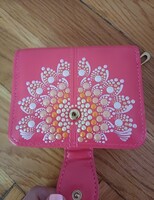 New! Pink wallet with mandala decoration hand painted