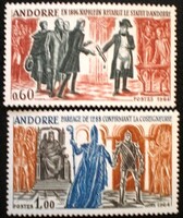 FA183-4 / Francia Andorra 1964 Történelmi események bélyegsor postatiszta