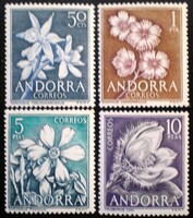 SPA67-70 / Spanyol Andorra 1966 Virágok bélyegsor postatiszta