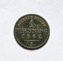 Porosz 1 Pfenning 1862 A.