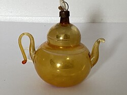 Retró üveg teáskanna karácsonyfadísz