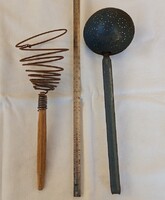 Régi habverő+szűrőkanál eladó! Dekorációs célokra