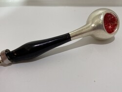 Retró üveg pipa karácsonyfadísz