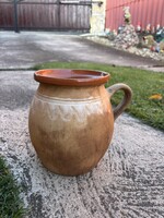 Gyönyörű régi kerámia 19 cm  köcsög szilke lekváros hagyaték falusi paraszti  konyha