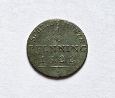 Porosz 1 Pfenning 1822 A.