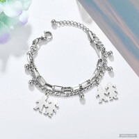 TÜKÖR FÉNYES NEMES ACÉL DUPLA LÁNCOS KARKÖTŐ, FIGARÓ FAZONÚ ÉS A MOST DIVATOS NAGYOBB SZEMŰ LÁNC