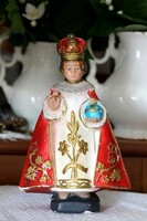 Little Jesus of Prague, antique, hand-painted, plaster statue