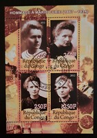 Kongói bélyeg blokk híres emberek Marie Curie