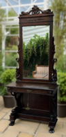 Italy's Antique Treasures - Carved Neo-Renaissance Castle Mirror with Console Table