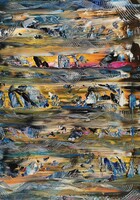 Baján Ildikó festmény 50 x 70 cm. A Teremtés hajnalán.