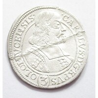 Csehország,II. Károly liechtensteini herceg 3 krajcár 1670 - Olmütz EF- ezüst 1.62g