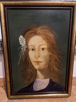 Szász Endre stílusú női portré olajfestmény