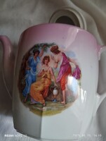 Rózsaszín jelenetes antik teás kanna