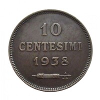 San Marino,10 centesimi 1938 EF+ bronz
