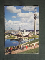 Képeslap,Németország,München olimpiai stadion,olimpiapark,Tv torony,1980-
