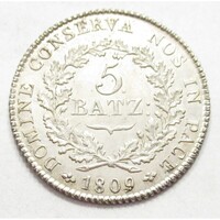 Svájc,5 batzen 1809 - Basel Kanton aUNC+ ezüst 4.44g