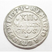 Németország,Rudolf August 12 mariengroschen 1674 - Brunswick-Wolfenbüttel EF ezüst 6.50g